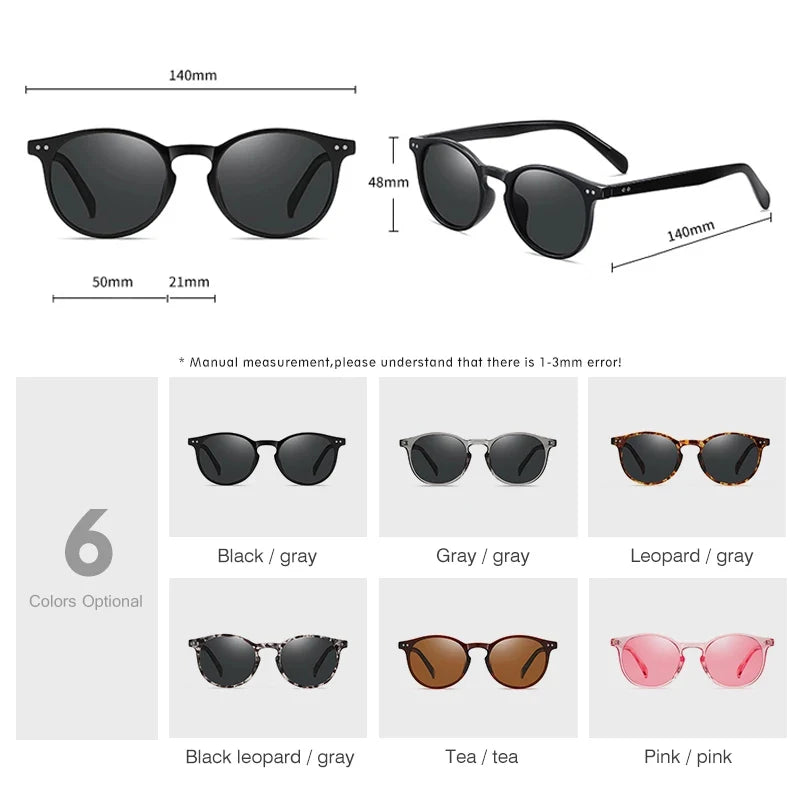 LM Retro runde solbriller til kvinder og mænd, ultralette TR90, polariserede, unisex, kørselsbriller, vintage solbriller, UV400, Gafas De Sol