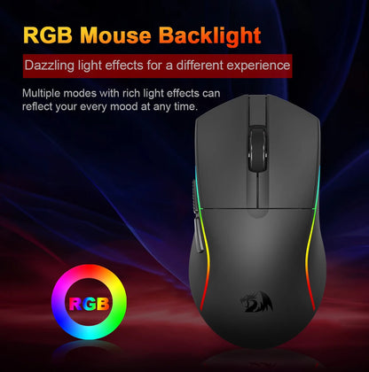 REDRAGON DEICIDE M816 PRO RGB USB mit Bluetooth-Unterstützung, 2.4G kabellose Gaming-Maus, 26000 DPI, 6 Tasten für Gamer, kabelgebundene Computermaus