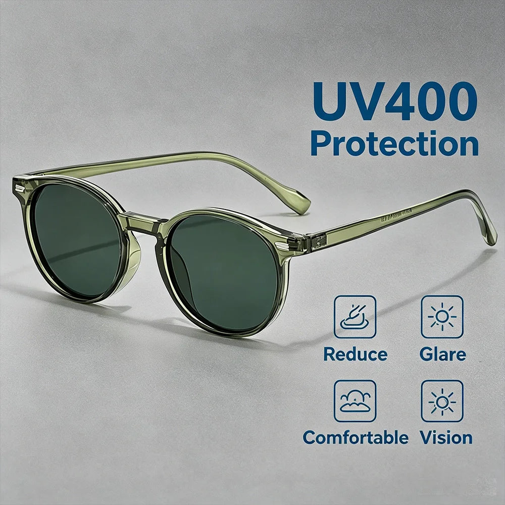 HBK Fashion polariserede solbriller til mænd, runde TR90-stel, modesolbriller til kvinder, kørsel, sport, UV400, Lunette De Soleil Homme