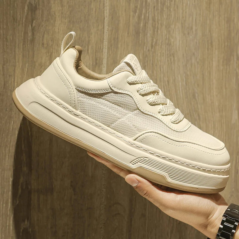 Men's Ultralight Breathable Mesh Sneakers 2025 Fashion Thick Sole Casual Shoes Comfortable Lace-up Trainers for Daily Walking