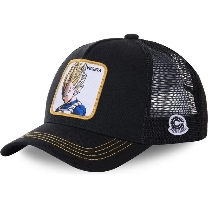 Dragon Ball Son Goku-Kappe, Sommer-Reisekappe mit Schirm, Herren-Kappe mit Stickerei, im Hip-Hop-Stil, Sonnenvisier, verstellbare Trucker-Kappe aus Netzstoff