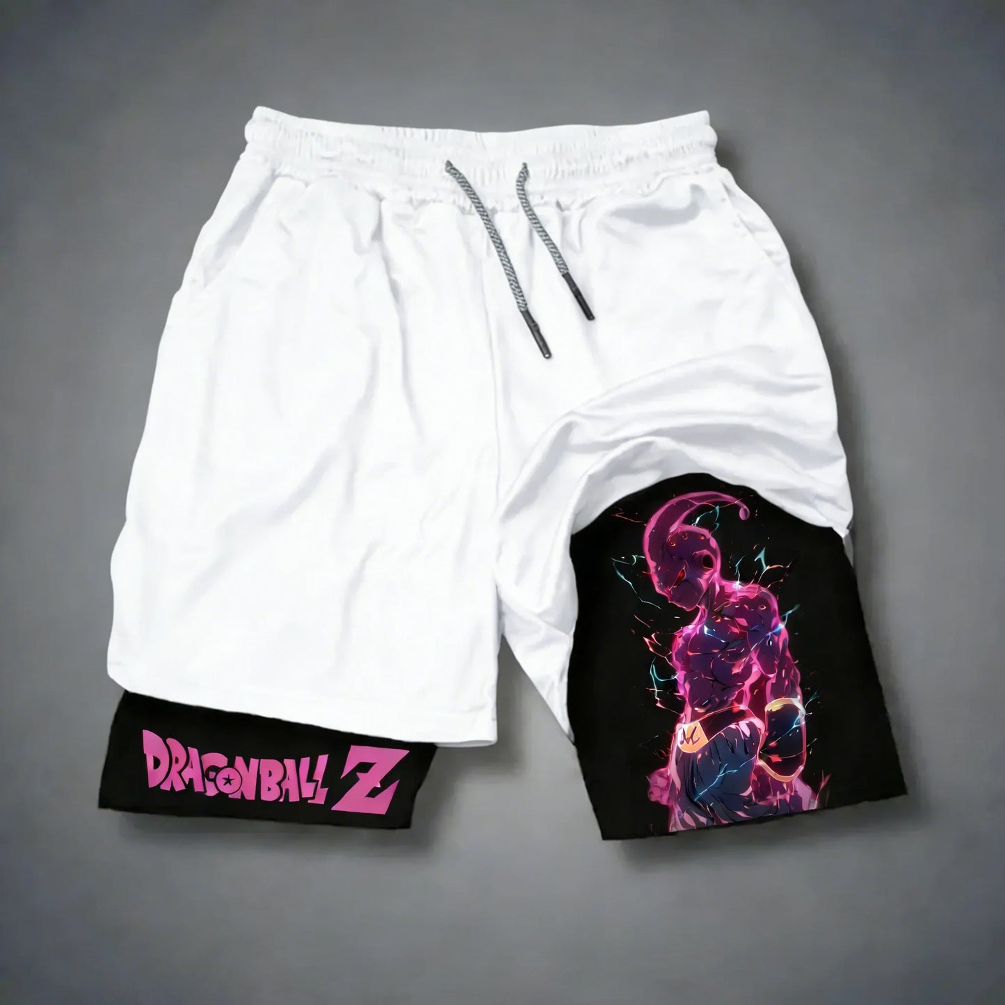 Dragon Ball Anime Majin Buu Printed Double-layer Shorts 2026 Unisex Summer New Gym Training Fast Drying Breathable Sports Shorts
