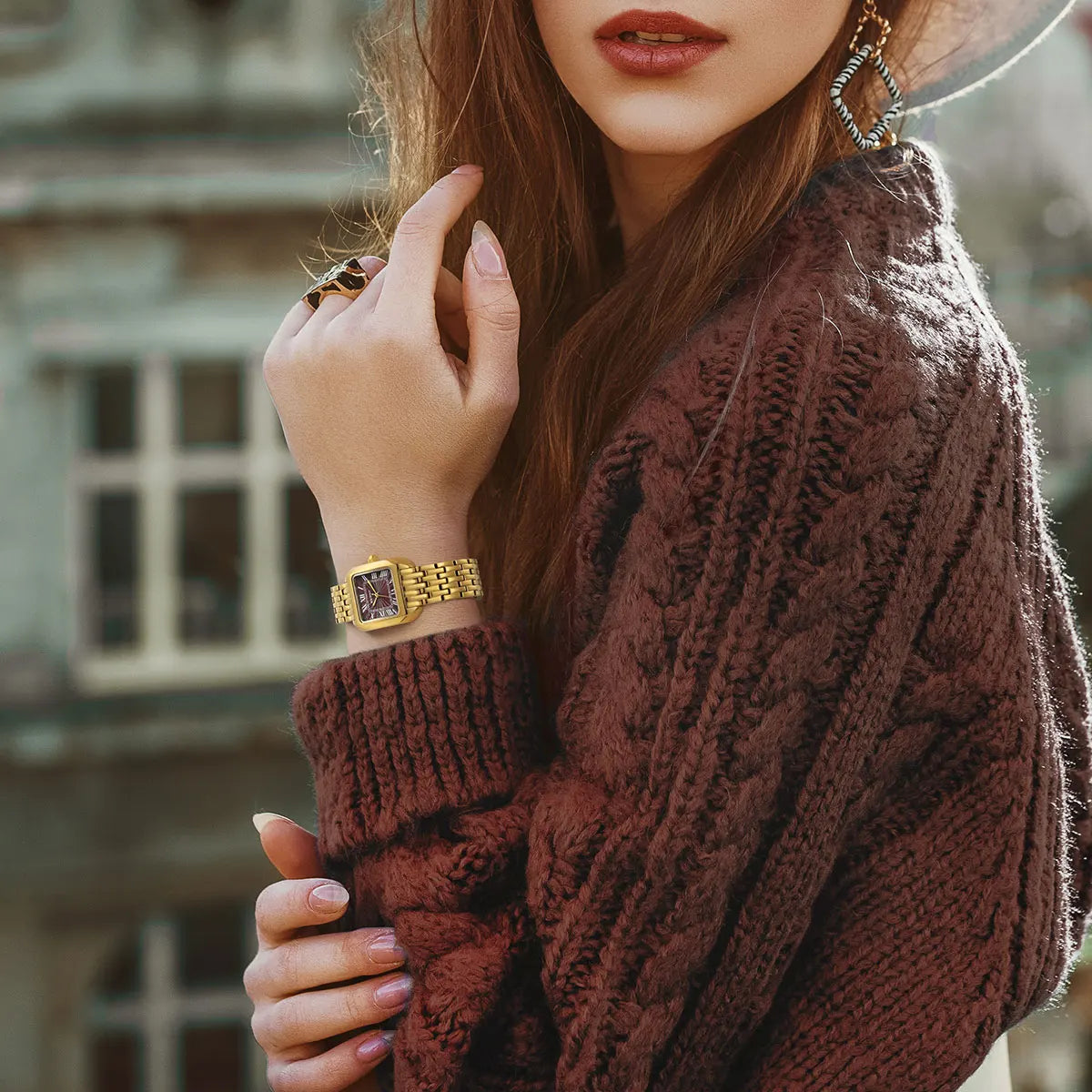 BERNY Gold Watch for Women Luxury Brand Square Ladies Quartz Watches New In Top Quality Fashion Elegant Business S/S Wristwatch