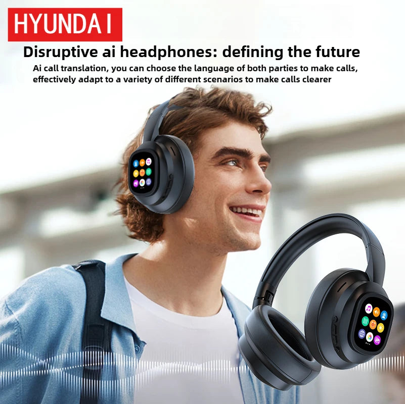 Auricolari HYUNDAI X1PRO Wireless Bluetooth 6.0 con traduzione AI – Oltre 100 lingue, controllo touch, schermo LED, cuffie con cancellazione del rumore