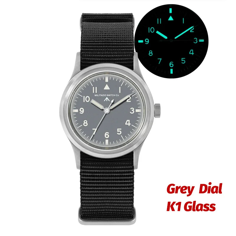 Militado ML14 Quartz Watch Cream Dial VH31/VH65 Sweep Movement Bubble K1/ Sapphire Luminous 36Mm Vintage Watches 100M Waterproof