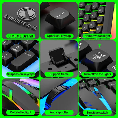 Conjunto gaming NG GTX350 com teclado e rato para computador portátil, retroiluminação LED, teclado USB com fio GTX350, preto