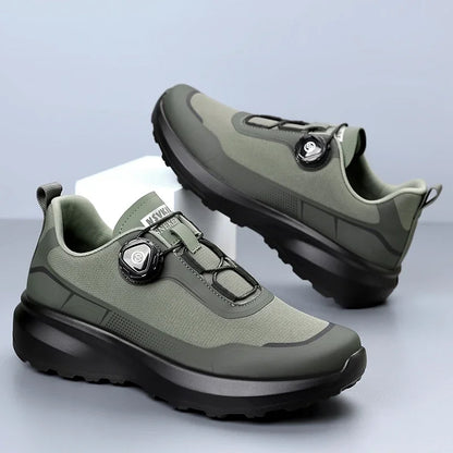Zapatillas deportivas de running para hombre, ligeras, cómodas y versátiles, de color liso y con cierre ajustable para montañismo