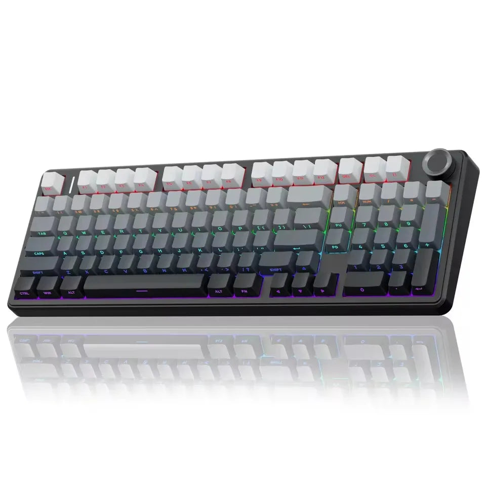 Tastiera meccanica gaming AULA F99PRO 99 tasti, tri-mode wireless, hot-swappable, struttura gasket, tastiera personalizzabile con manopola multimediale