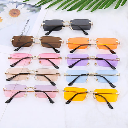Fashion Rimless Rectangle Sunglasses Women Luxury Design Sun Glasses Ladies Retro Gradient Eyewear Summer UV400 Sun Shades