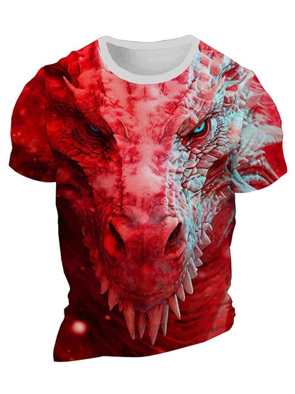 3D-Drachenprint Herren-T-Shirt – Sommerliches Freizeit-Streetwear-Shirt für Herren, Outdoor-Sport, Kurzarm, Urban Fashion