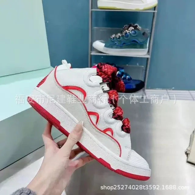 Comfortable High Heel Skate Shoes Thick Bottom Casual Sporty Dad Bag Shoes Vietnamese Cambodian New Style Knot Tied Slip-On