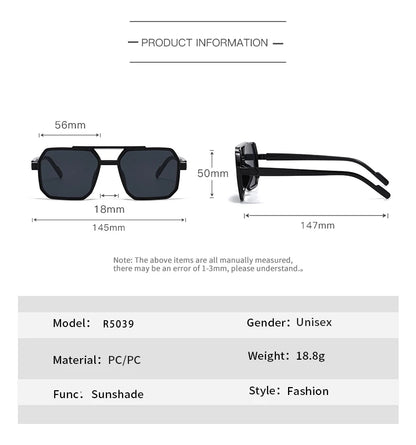 2pcs Trendy Metal Polygonal Pilot Women Sunglasses Luxury Double Beam Men Sunglass Outdoor Driving Shade Sunglasses Unisex UV400