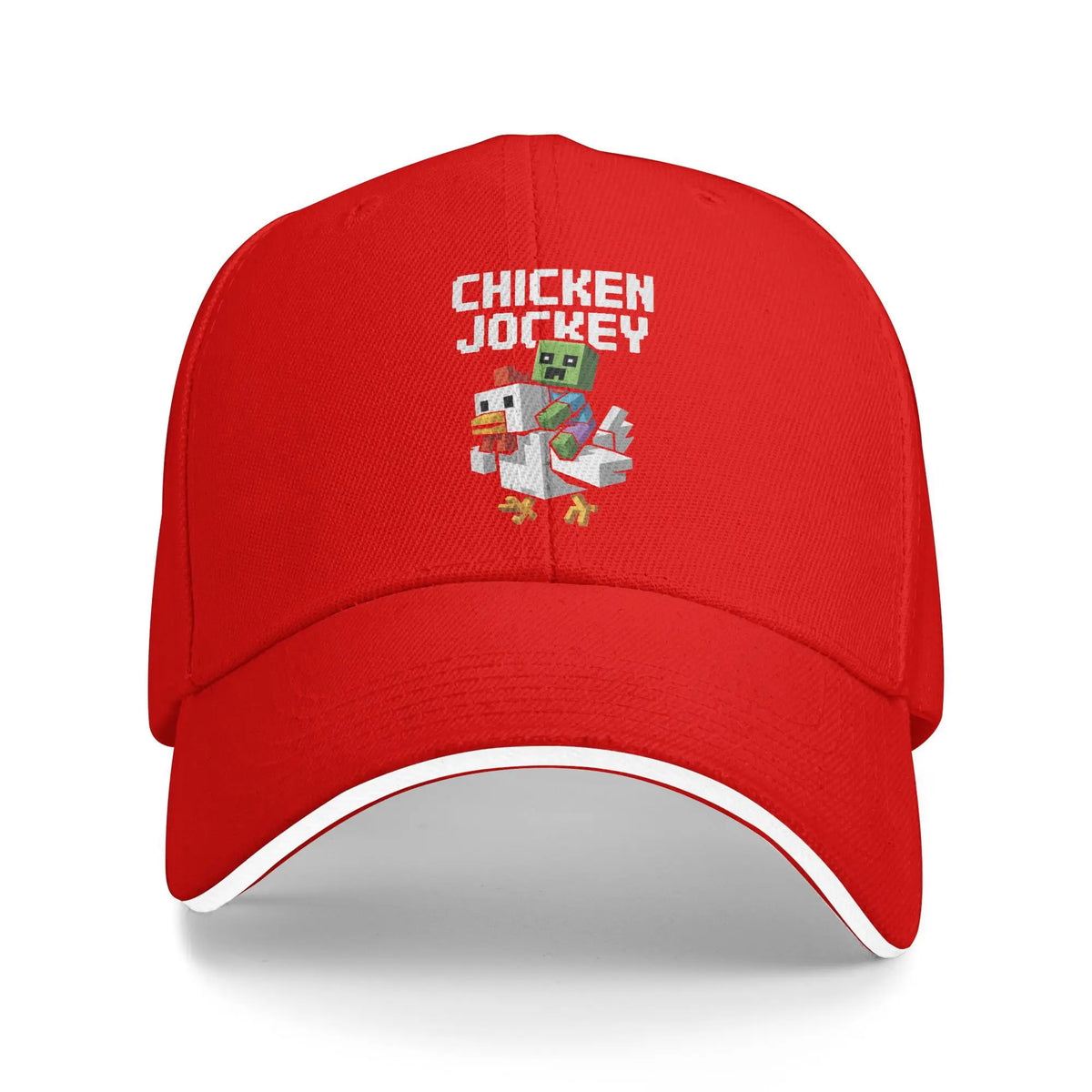 „Chicken Jockey Zombie Pixel Art“ – бейзболни шапки с мотиви от филми за зомбита за мъже и жени, шапки тип „тракер“, подходящи за тренировки на открито и регулируеми шапки за слънце
