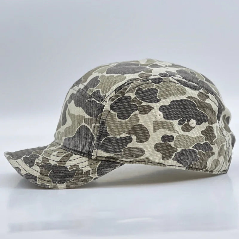 American Retro Camouflage 5-Panel Baseball Cap Female Functional Wind Korean Wide-brimmed Sports Fashion Hip-hop Couple Cap