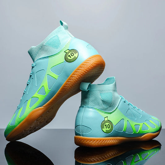 Men's Sports IC Indoor Flat Bottomed Football Shoes Adult High-Tops Wear Resisting Training Shoes Teenagers Non Slip Shoes
