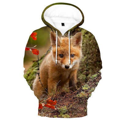 Populära hiphop-hoodies med ny 3D-rävprint, bekväma sweatshirts för män/kvinnor och vuxna/barn, avslappnade pullovers