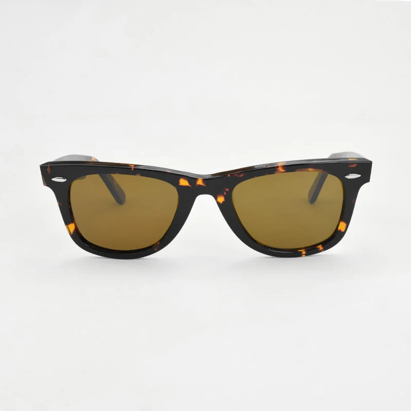 Klassiske solbriller med glaslinser Acetat-solbriller til mænd Y-2140 Design med dobbelt nitte Elegante firkantede UV-solbriller til kvinder