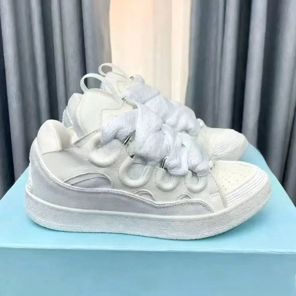 Comfortable High Heel Skate Shoes Thick Bottom Casual Sporty Dad Bag Shoes Vietnamese Cambodian New Style Knot Tied Slip-On
