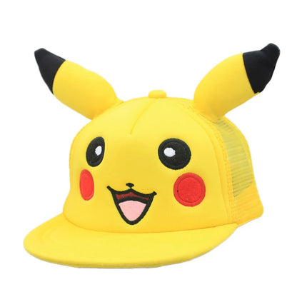 Pokémon-baseballkasket, Pikachu-hat, Pokémon-cosplay-hiphop-kasket til piger, drenge, børn, anime-figurer, legetøj, gave, tegneseriehat