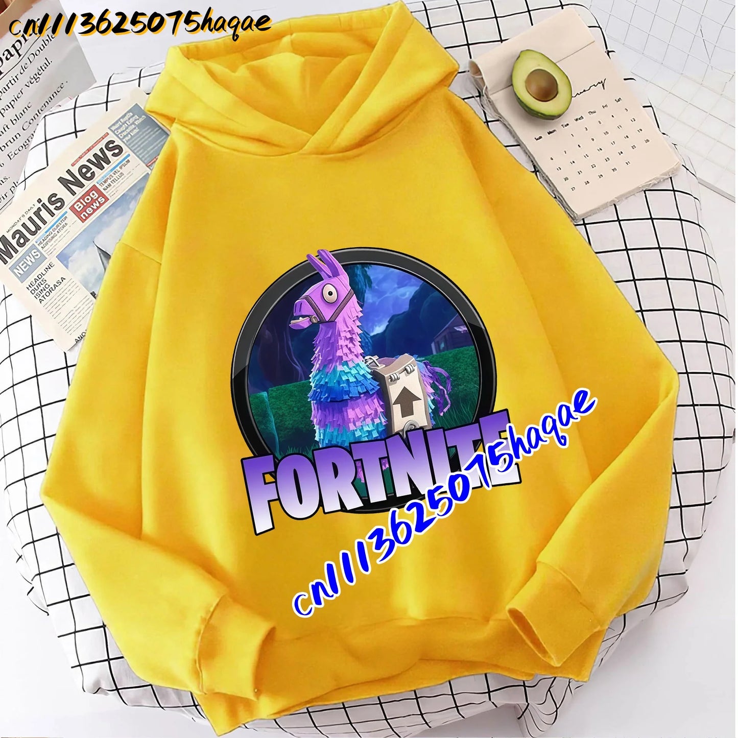 FORTNITED Sweat-shirt pullover com capuz de manga comprida para criança, menina e menino, streetwear, moda anime, roupa infantil, top para bebé, presente