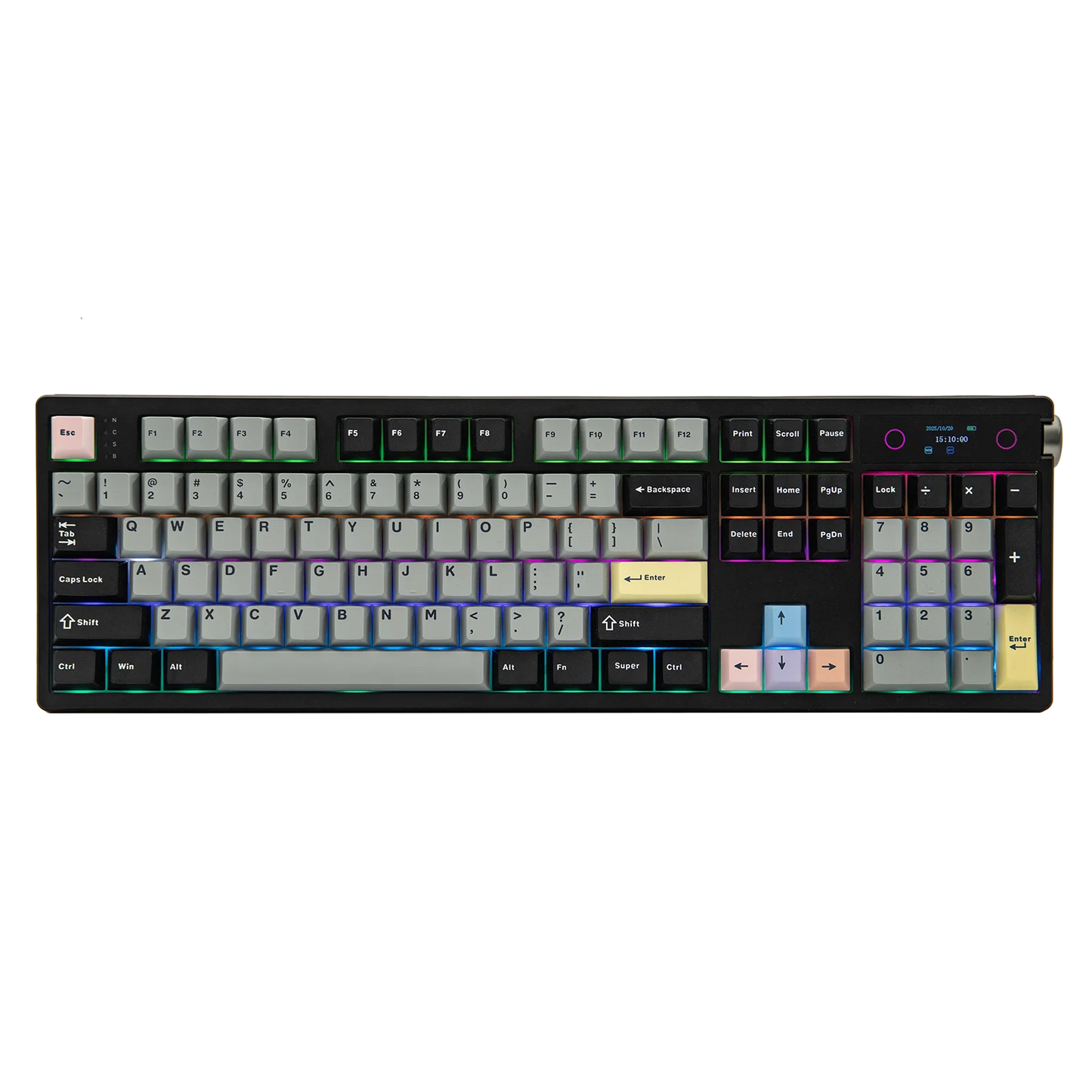 EPOMAKER TH108 PRO 100% Full-Sized Hot-Swap Wired/BT/2.4Ghz Wireless Mechanical Keyboard with Screen & Knob 10000mAh Battery
