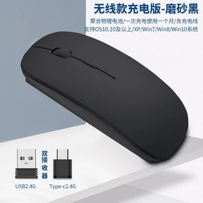New Charging Type-c Wireless Mouse +USB Dual Receiver Mute Ergonomic Design 1000/1200/1600 Three-speed DPI