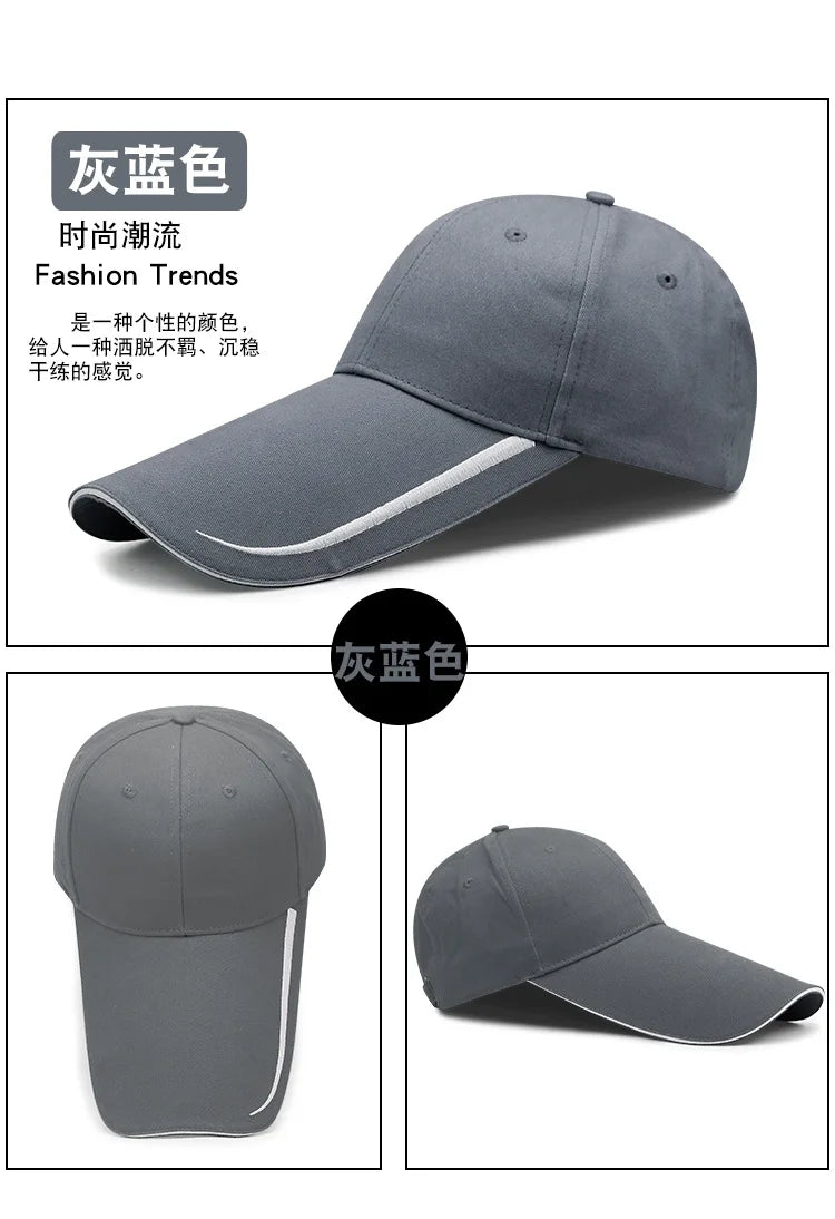 Peaked Hat Spring Summer 14cm Long Brim Sunscreen Fishing  Men Women Street Sunshade Outdoor Adjustable Cotton Golf Cap Trucker