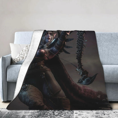 Warm BlanketStudents Travel World of Warcraft  Sylvanas Windrunner Throw Blanket  Flannel Bedspread For Home Decor Bed Cover