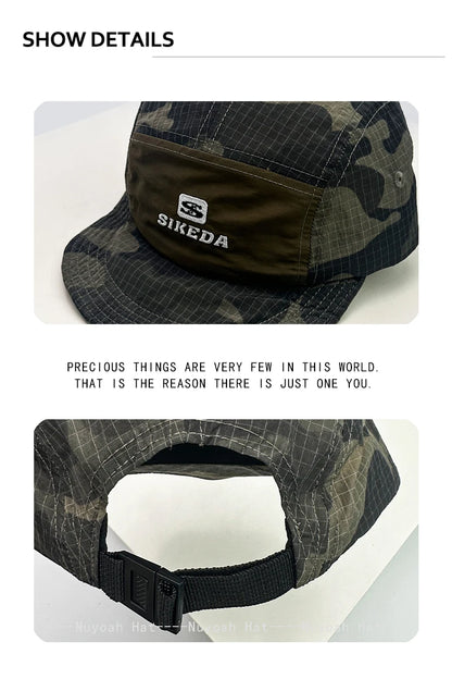 Unisexové kšiltovky CAMO s rychleschnoucí výšivkou písmen, sluneční kšiltovky s barevnými bloky, prodyšné osobní kšiltovky s šikmým kšiltem, univerzální kšiltovky