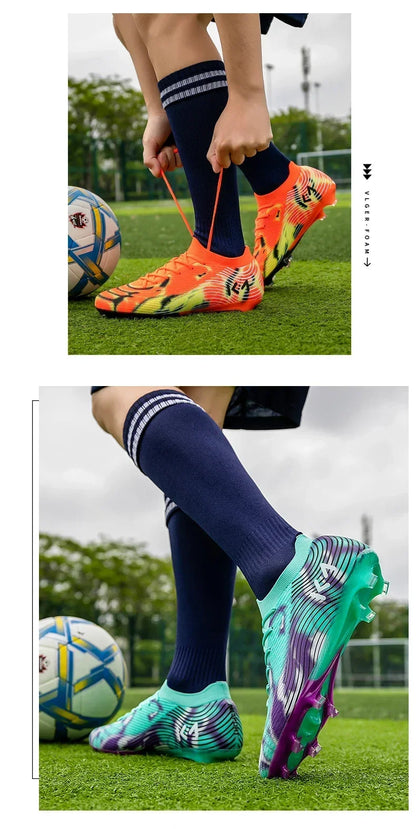 Nouvelles chaussures de football pour hommes, crampons, baskets de haute qualité, chaussures de football antidérapantes pour gazon, bottes de football pour garçons, chaussures de match d'extérieur très vendues, modèle m