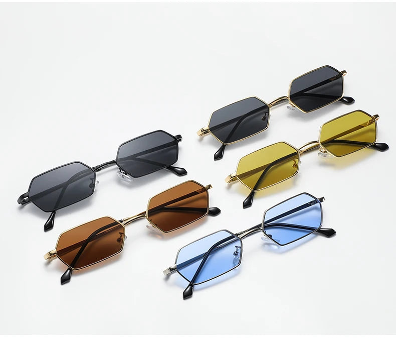 New Personalized Small Frame Polygon Sunglasses Retro Women Square Sun Glasses Fashion Men Street Photography Eyeglasses
