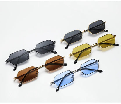 New Personalized Small Frame Polygon Sunglasses Retro Women Square Sun Glasses Fashion Men Street Photography Eyeglasses