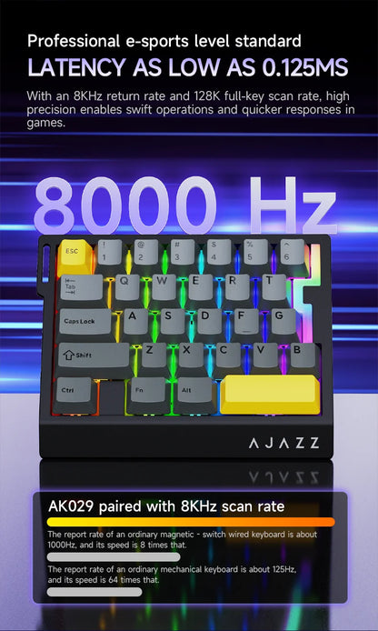 AJAZZ AK029 Wired One-Handed Gaming Keyboard with HE Magnetic Switch, 8000Hz RGB Mini Mechanical Keyboard, 29 Keys for PC Gaming
