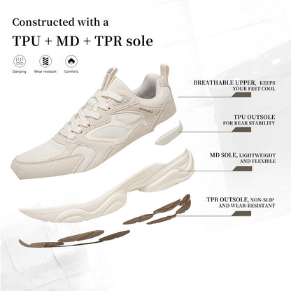 Baasploa Women's Walking Shoes Lightweight Mesh Breathable Sport Shoes Comfortable Soft Leather Casual Sneakers