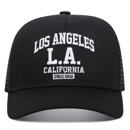 LOS ANGELES embroidered men's and women's outdoor sports event cap American trucker net hat trend fashion