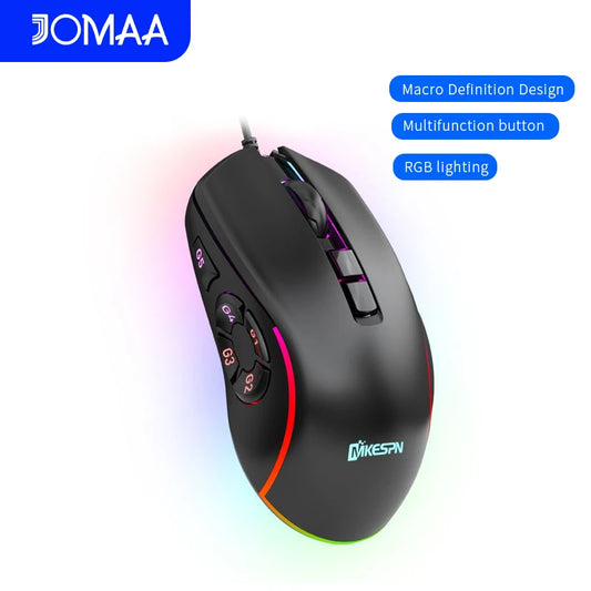 10 key macro programming custom RGB gaming wired mouse laptop desktop computer wired mouse external