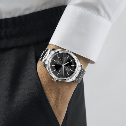 HANNAH MARTIN kvartsur, 40 mm, för män, svart armband i rostfritt stål, vattentätt till 3 bar, sport-chic-stil