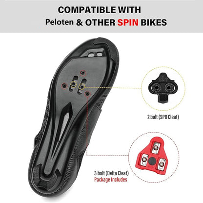 Unisex Cycling Shoes Compatible with Pelotan/SPD Indoor Road Riding Biking Bike Shoes with Delta Cleats Included for Men Women