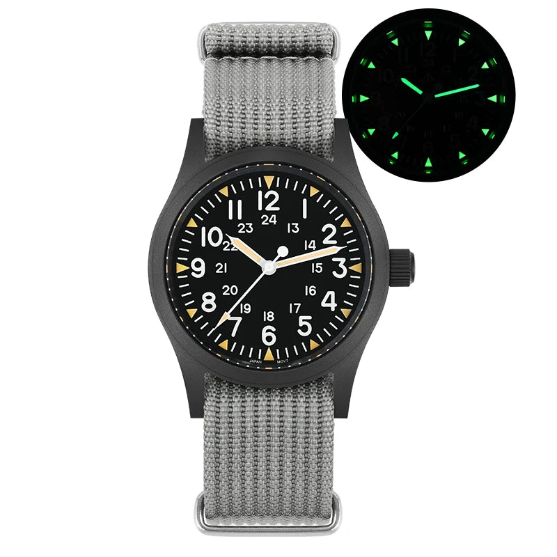 Militado ML05 38mm Vintage Watch VH31 Quartz Movement Field Watches Domed Sapphire Crystal With High Clear AR Coating Wristwatch