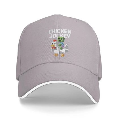 „Chicken Jockey Zombie Pixel Art“ – бейзболни шапки с мотиви от филми за зомбита за мъже и жени, шапки тип „тракер“, подходящи за тренировки на открито и регулируеми шапки за слънце
