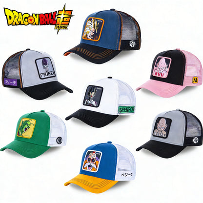 Шапка „Dragon Ball“ с образа на Сон Гоку – лятна туристическа шапка с козирка, мъжка, с бродерия, в стил хип-хоп, от мрежеста материя, с козирка за слънце, бейзболна шапка, подходяща за спортове на открито