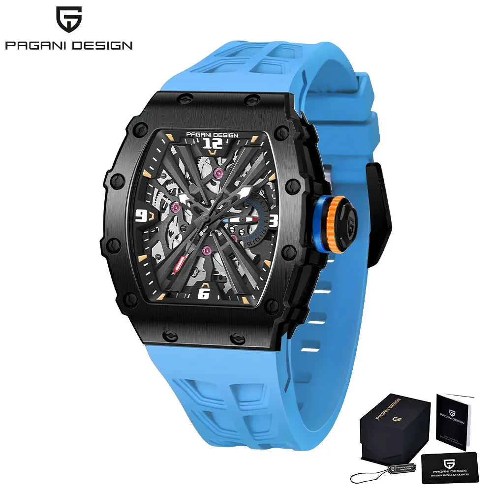 PAGANI DESIGN 42 MM Men's Skeleton Quartz Watch Japan VH65 Sapphire Glass Stainless Steel 50M Waterproof Wristwatches PD1738 New