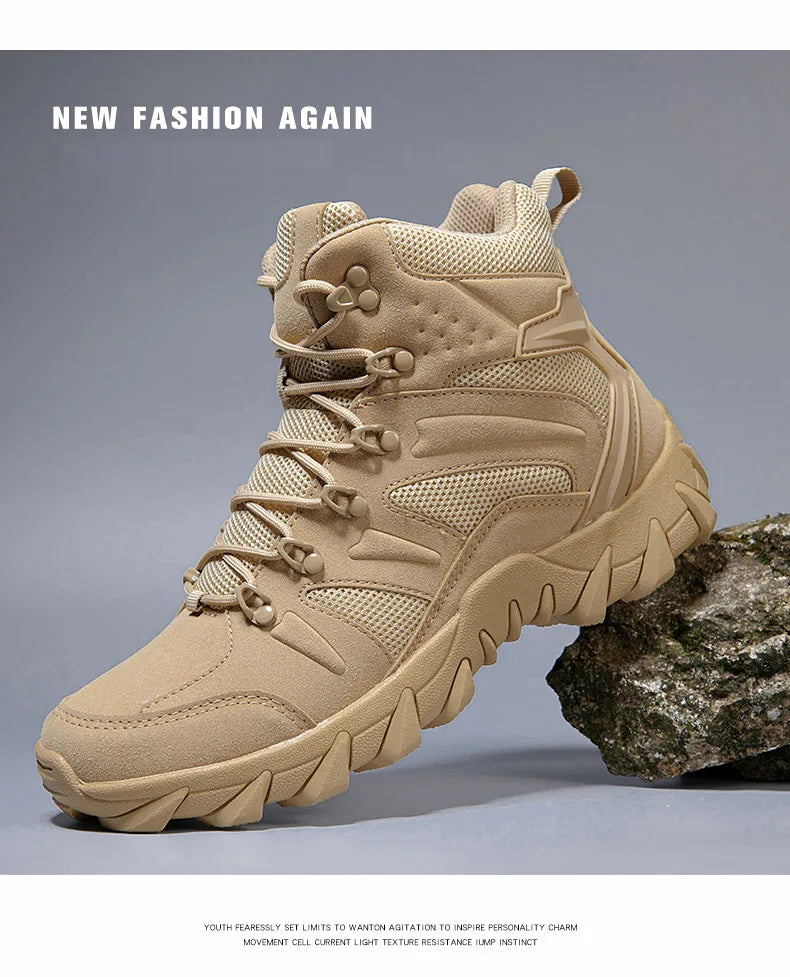 Stivali tattici da combattimento migliorati da uomo per outdoor e campeggio, antiusura, a risposta rapida, scarpe da trekking, pesca e caccia, sneakers da uomo