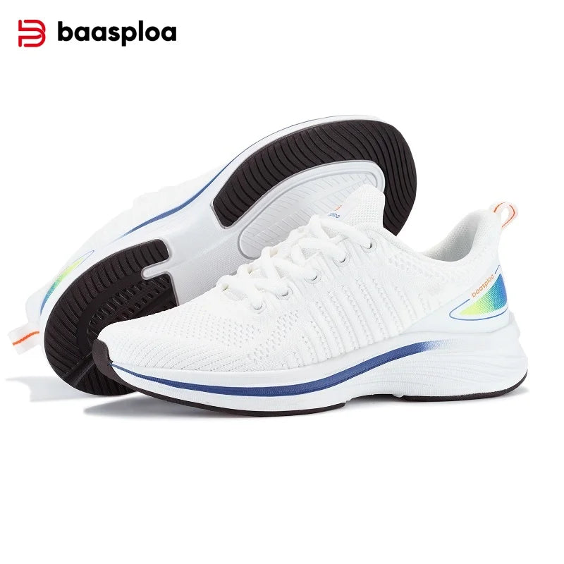 Baasploa Women Sport Shoes Comfort Lightweight Running Shoes for Women Mesh Breathable Casual Sneakers White Walking Sneakers