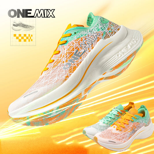 ONEMIX Carbon Plate Running Shoes for Men Shock Absorption Ultra-light Sports Shoes Rebound Outdoor Women Marathon Sneakers