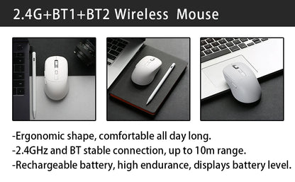 BalanceFit Bluetooth Wireless Mouse 5.2, Rechargeable Ergonomic Wireless Mouse with USB 2.4GHz for Laptop, MacBook, iPad, PC & Tablet