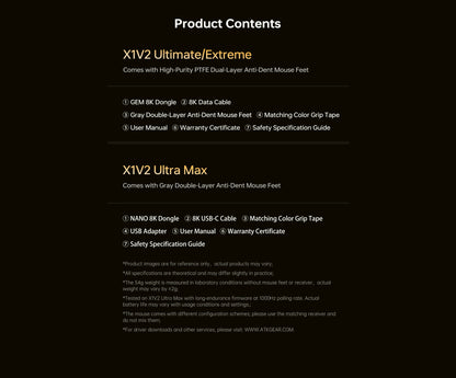 ATK Blazing Sky X1 V2 Series Wireless Mouse Dual Mode Paw 3950 Ultra 8K Return Rate Custom Ergonomics E-Sport Gaming Office Mouse