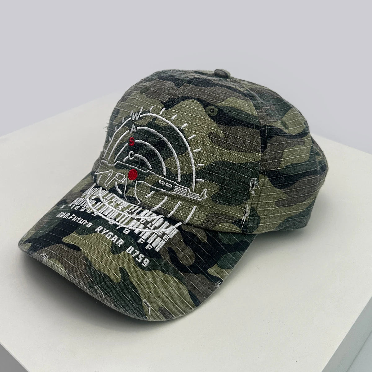 Unisex-baseballkasketter i brudt stil med broderet bull's-eye-kors, solskærm, personlige og alsidige kasketter med skygge, street fashion, hiphop