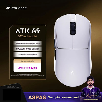Mouse Gaming Wireless ATK A9 Plus A9/A9 SE/A9 Pro Tri-Mode 8K, Leggero, A9 Ultimate per E-sport e PC, Regalo Personalizzato