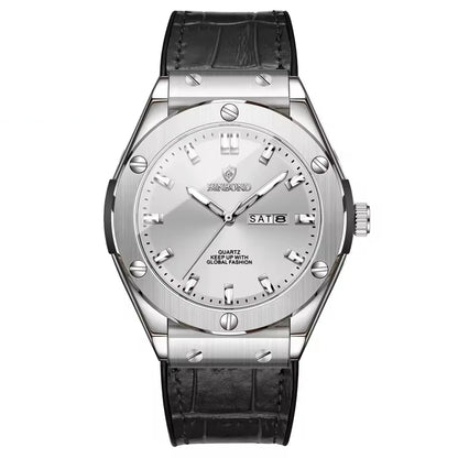 Men’s watch, casual style, leather strap, automatic or quartz model, luxury accessory, ideal gift idea, trendy wristwatch.